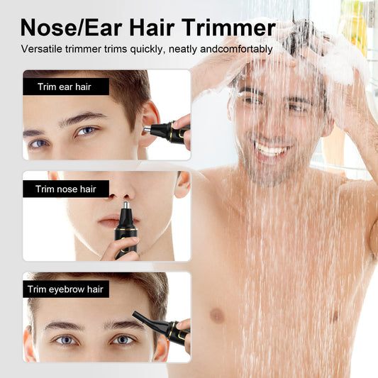 XOOMRSCP Nose Hair Trimmers for Men,Rechargeable Hair Trimmer 2 in 1 Painless Multifunctional Ear and Nose Hair Trimmer with IPX7 Waterproof Dual Edge Blades (Black)