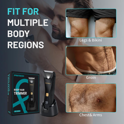 PRITECH Manscape Body Hair Trimmer - Waterproof Pubic Hair Ball Trimmer, Ceramic Blade Shavers Electric Razors for Men with USB-C Charging, Wet/Dry Use, Nick-Free Mens Grooming Kits, Gifts for Men