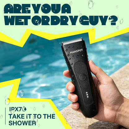 MANSPOT Manscape Groin & Body Hair Trimmer for Men, Electric Ball Pubic Trimmer Shaver,Manscape Kit with 4 Guard,Replaceable Ceramic Blade Heads,Waterproof Wet/Dry Shaver,90 Minutes Shaving